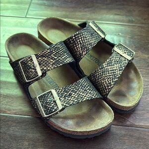 Birkenstock Black and Gold Sandals